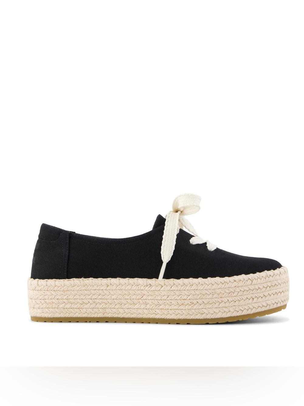 TOMS Alpargata Platform Rope Espadrille Lace Up Sneakers Black Canvas Womens 6 - Picture 4 of 10